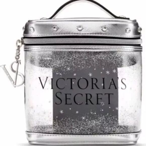 Victorias Secret Metallic Makeup Cosmetic Travel Bag Train case new - Picture 1 of 4